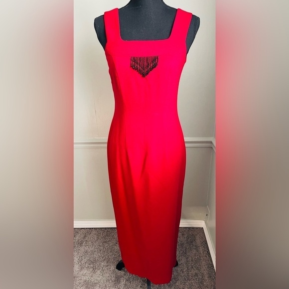 CAROLE Little Crimson Red Cut Out Back Sleeveless Maxi Dress Size 4 - Picture 3 of 10